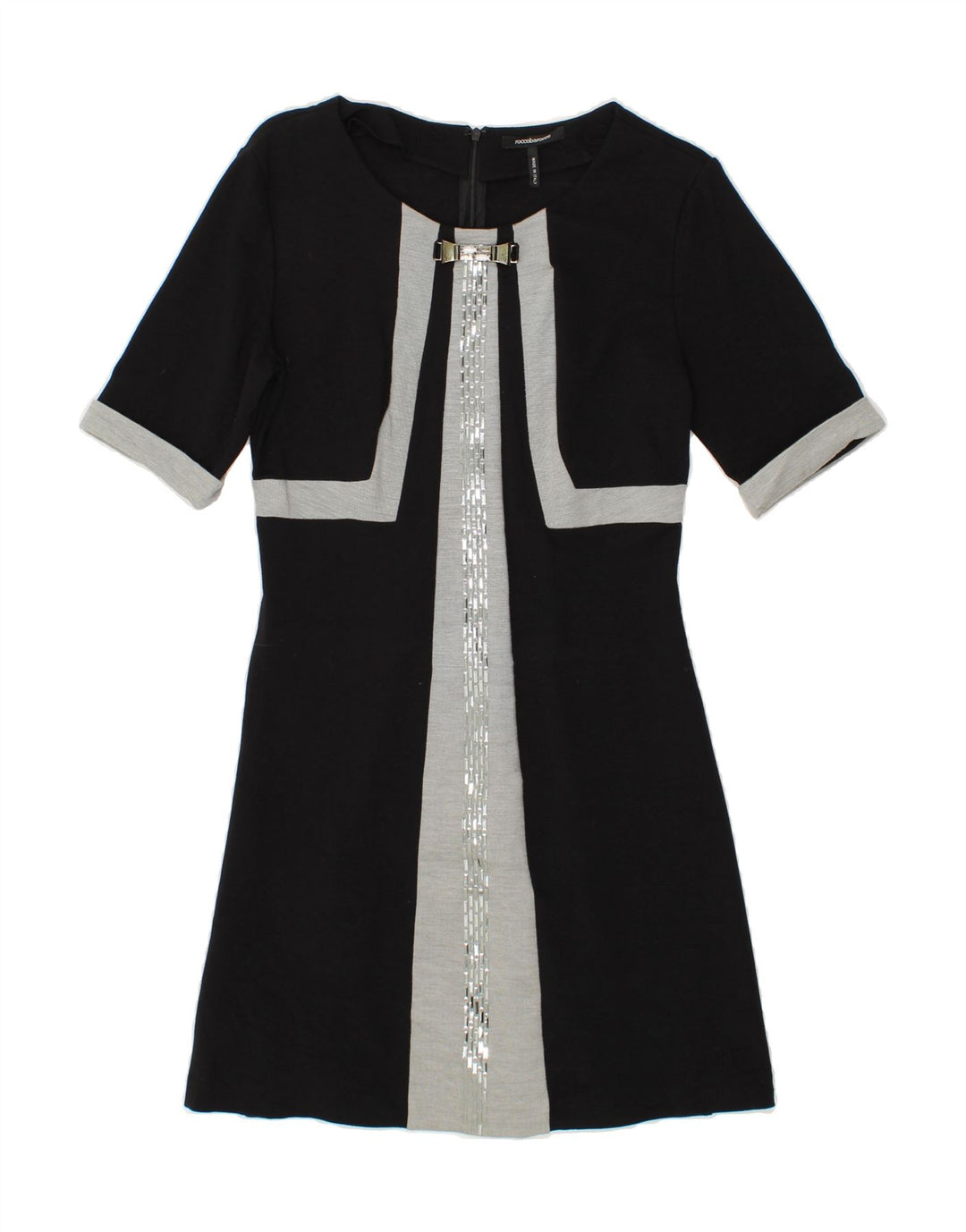 ROCCOBAROCCO Womens 1/2 Sleeve A-Line Dress IT 44 Medium Black Colourblock Vintage Roccobarocco and Second-Hand Roccobarocco from Messina Hembry 
