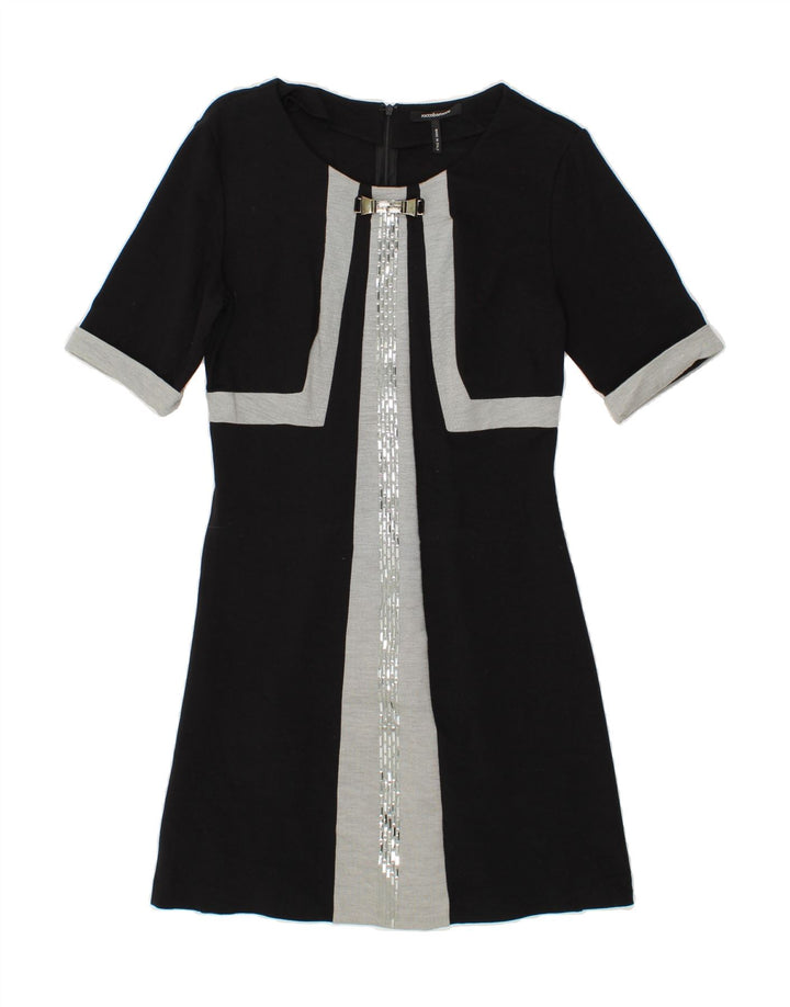 ROCCOBAROCCO Womens 1/2 Sleeve A-Line Dress IT 44 Medium Black Colourblock Vintage Roccobarocco and Second-Hand Roccobarocco from Messina Hembry 