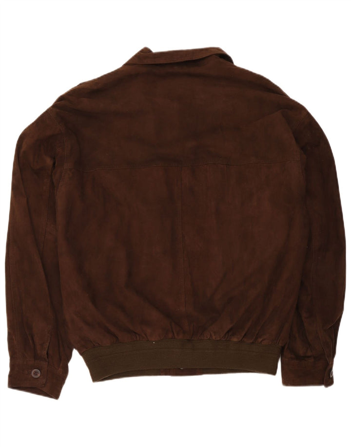 Vintage męska zamszowa kurtka bomber IT 56 2XL brązowa skóra