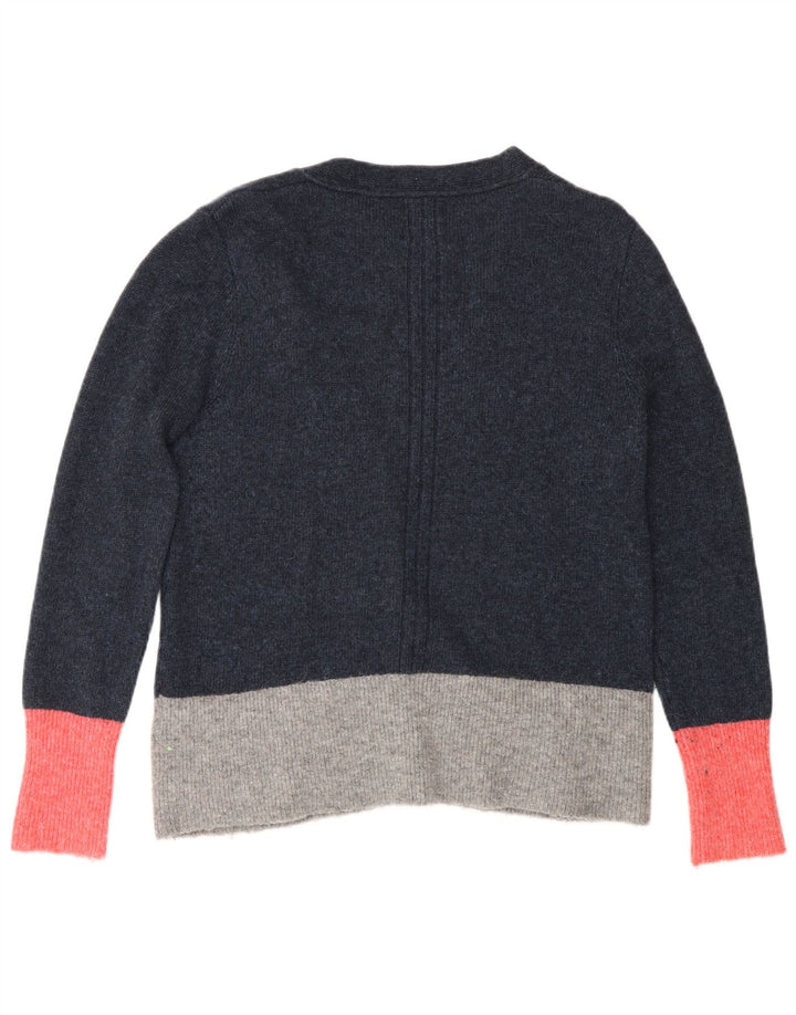 Damski sweter rozpinany White Stuff UK 14, duży niebieski nylon z blokami kolorów