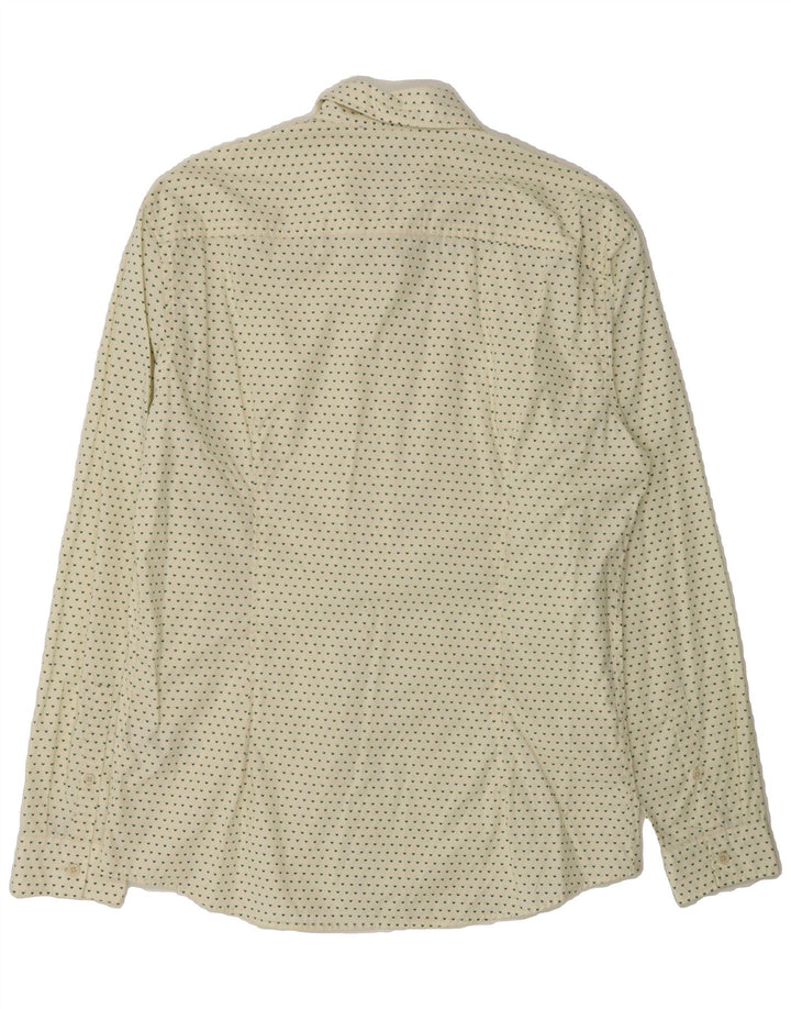 ESPRIT Mens Abstract Pattern Slim Shirt Large Off White Cotton Vintage Esprit and Second-Hand Esprit from Messina Hembry 