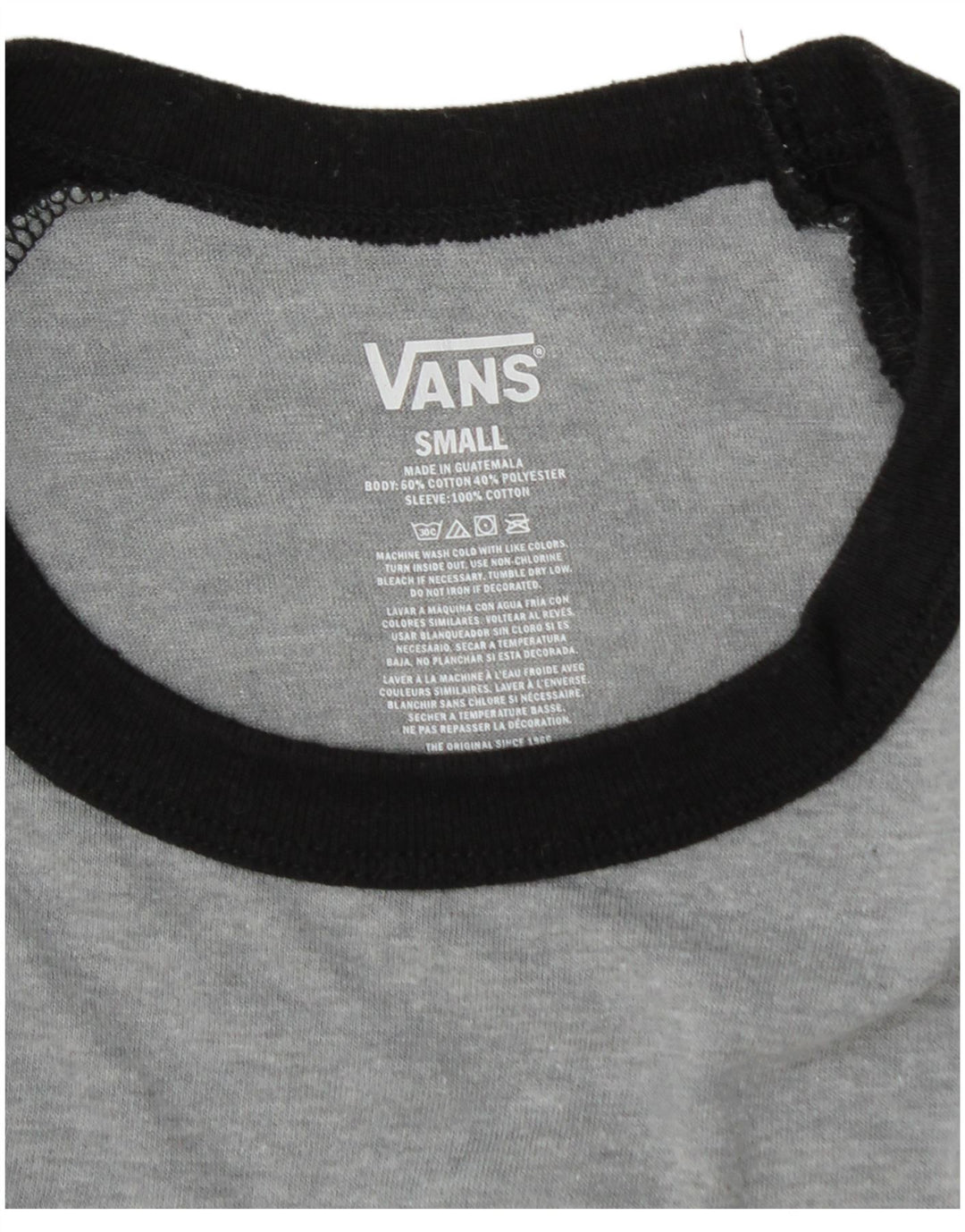 Męski top z grafiką Vans z rękawem 3/4, mały, szary, bawełniany