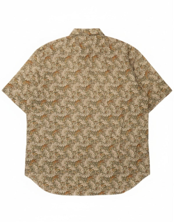 Koszula męska z krótkim rękawem w stylu vintage, rozmiar 44 17 1/2 XL, zielona bawełna w kwiaty