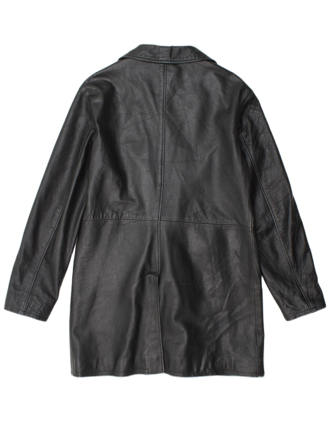 VINTAGE damski płaszcz skórzany UK 18 XL czarna skóra