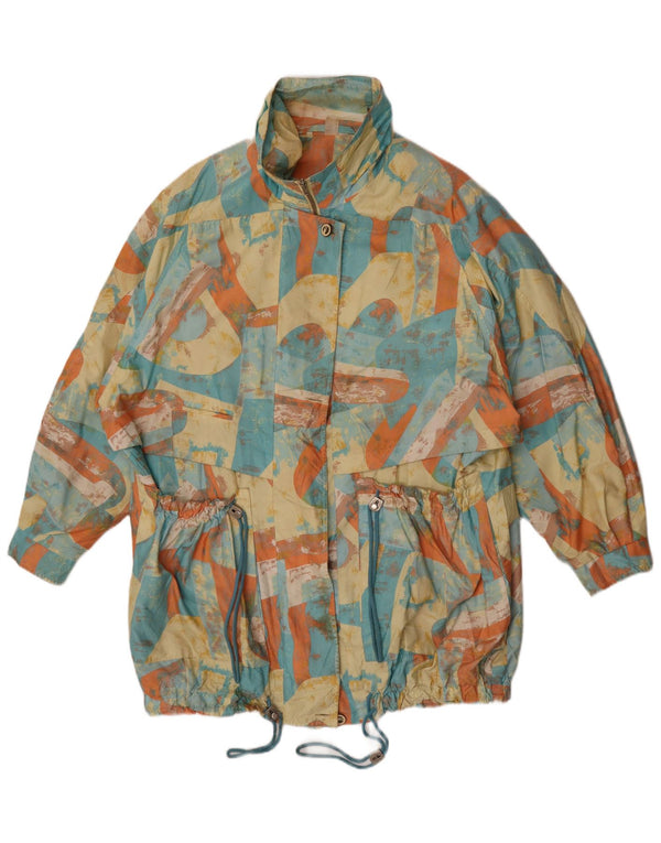 Vintage damski płaszcz wiatrówka w abstrakcyjny wzór EU 46 XL wielokolorowy