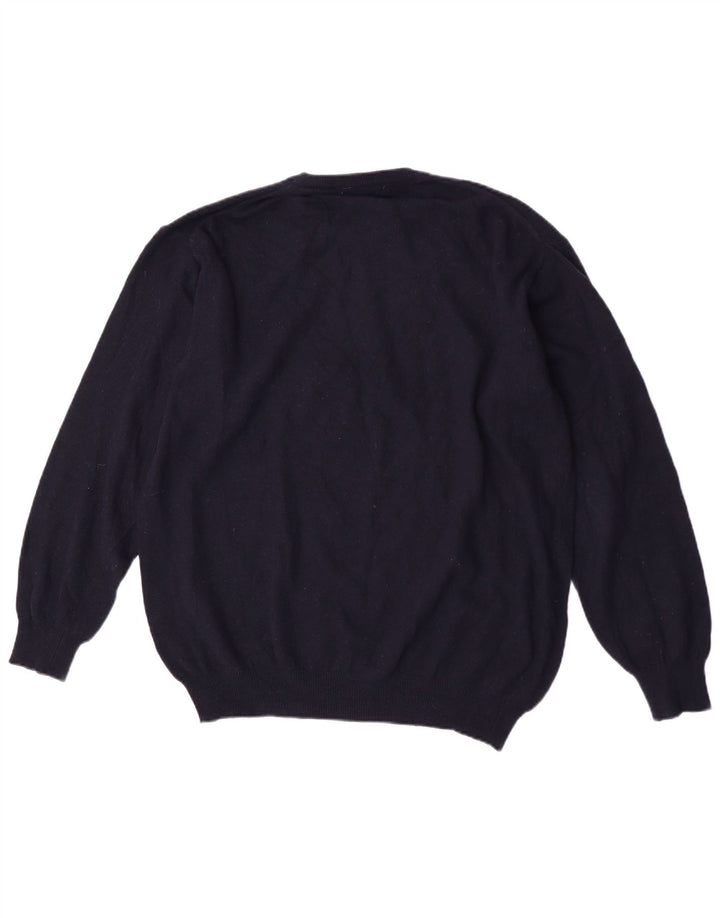 Zara Męski sweter z okrągłym dekoltem XL, granatowy, wełniany