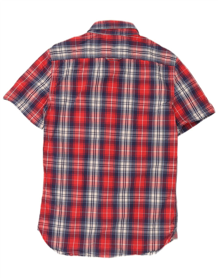 Męska koszula z krótkim rękawem Superdry, mała, bawełniana w czerwoną kratę