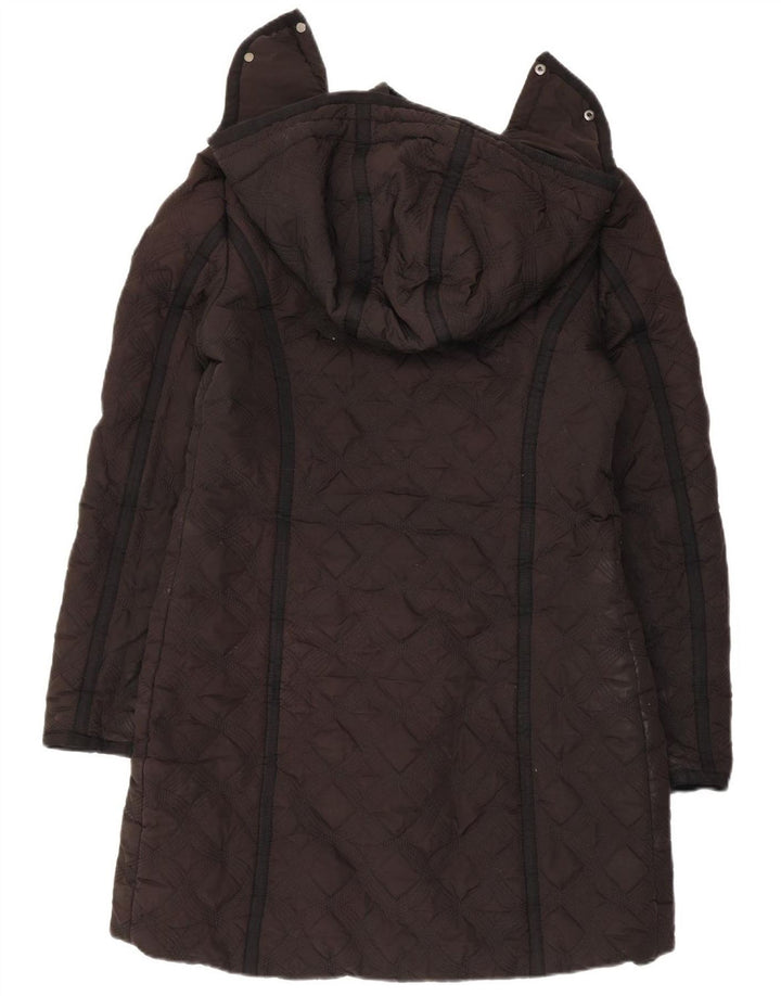 Desigual damski pikowany płaszcz z kapturem i ociepleniem EU 44 XL, czarny poliester