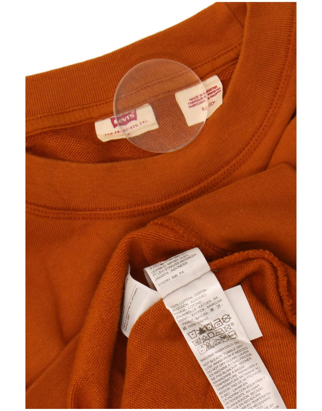 Damski sweter oversize z grafiką LEVI'S UK 10, mały, brązowy, bawełniany