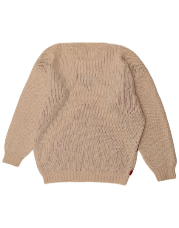 Vintage damski sweter z okrągłym dekoltem UK 18 XL w kolorze złamanej bieli