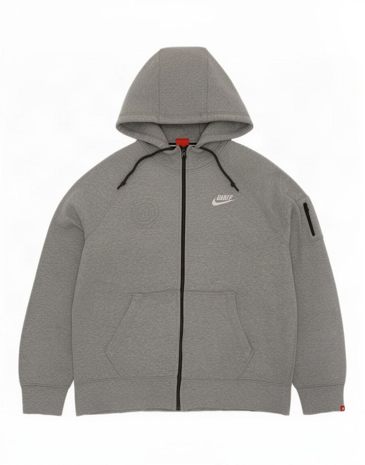 Męski sweter z kapturem i zamkiem błyskawicznym Nike, duży, szary, bawełniany