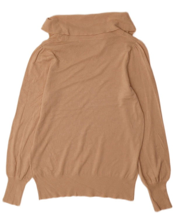 Marks & Spencer Damski sweter z golfem UK 14, duży, beżowy, wiskoza