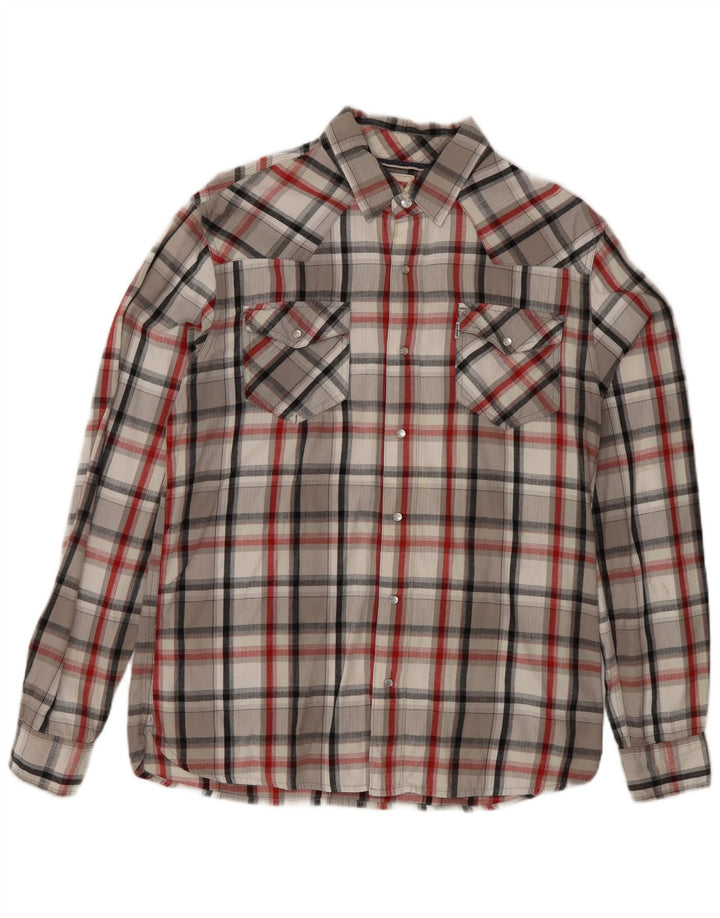 Męska koszula flanelowa Levi's, bawełniana w szarą kratę
