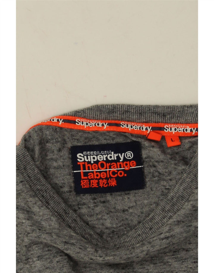 Superdry męski top z długim rękawem, duży, szary, bawełniany w cętki