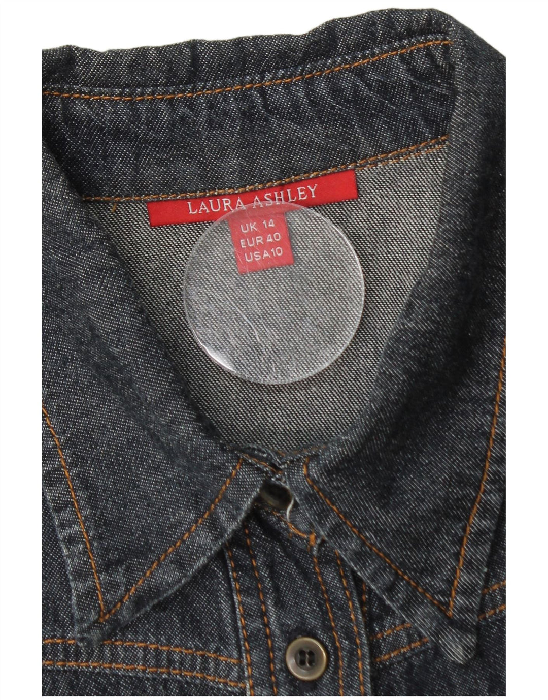 LAURA ASHLEY Womens Denim Shirt UK 14 Medium Blue Cotton