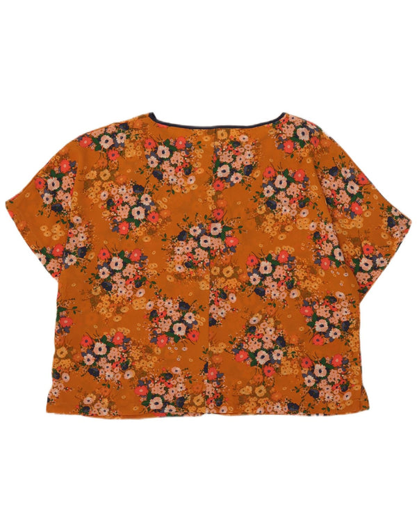 Marks & Spencer Damska bluzka oversize UK 18 XL Pomarańczowa w kwiaty
