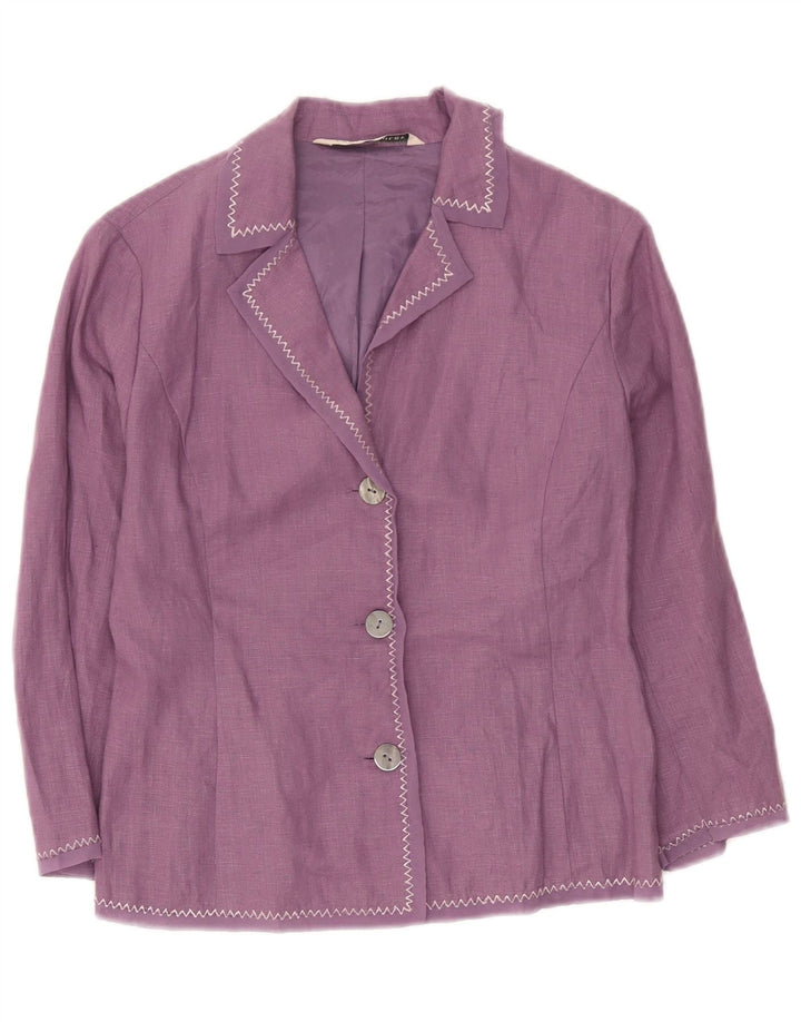 Damska marynarka zapinana na 3 guziki Laura Ashley UK 8 Small Purple Linen