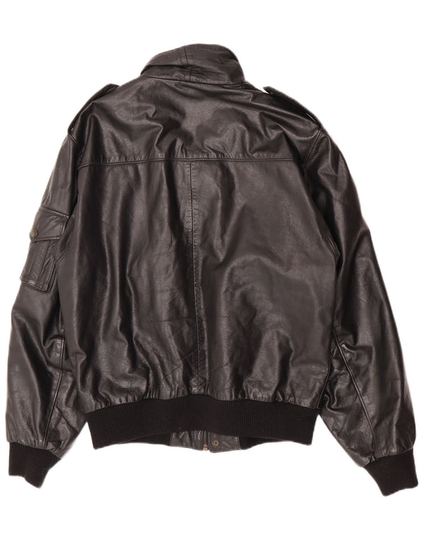 Paragon Męska skórzana kurtka wojskowa UK 40, duża czarna skóra