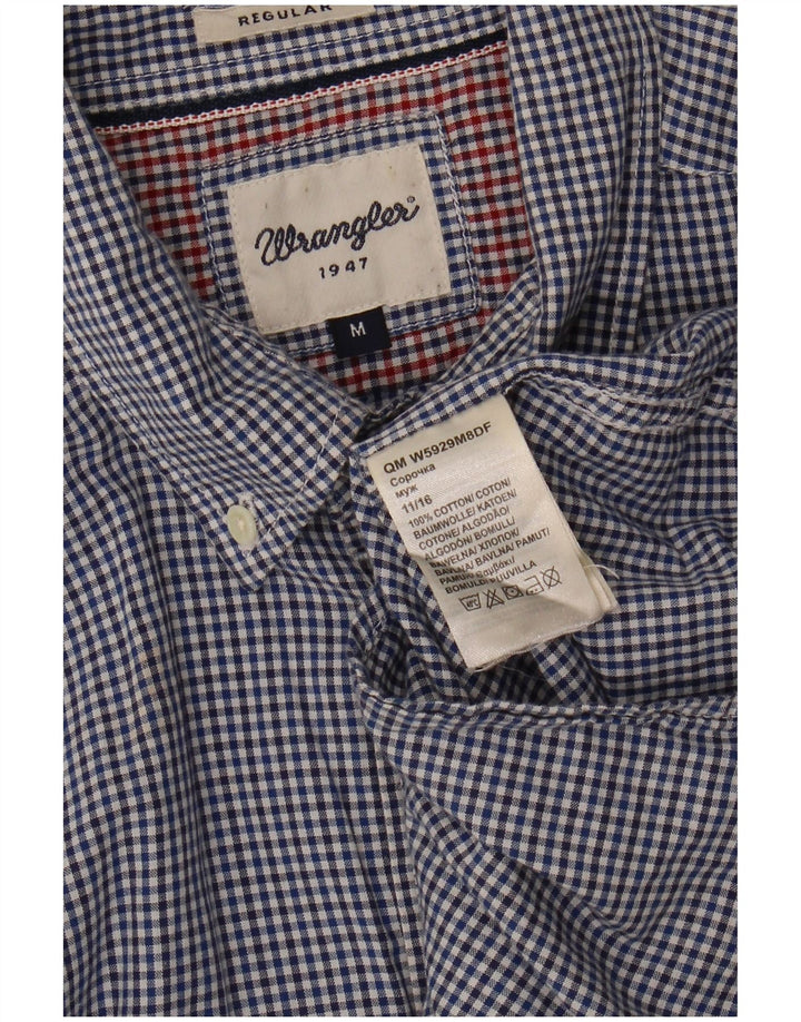 WRANGLER Mens Regular Fit Shirt Medium Blue Gingham Cotton