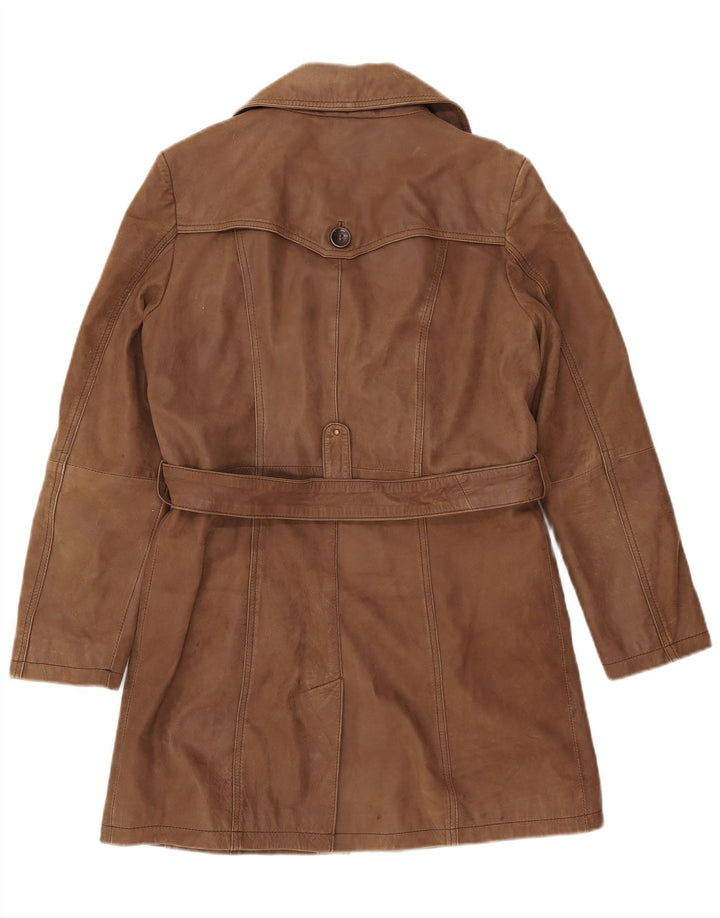 Damski płaszcz skórzany HEINE IT 38 XS Brązowa skóra