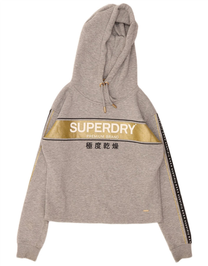 SUPERDRY Damska bluza z kapturem oversize z grafiką UK 8 Small Grey