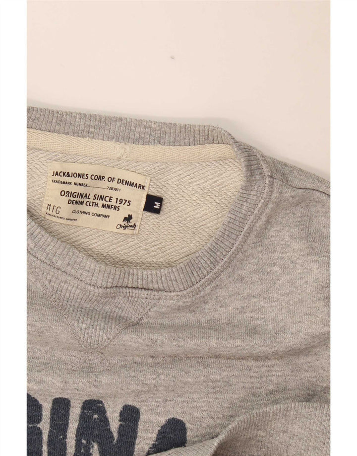 Męski sweter z grafiką Jack & Jones, średnioszary, nakrapiany