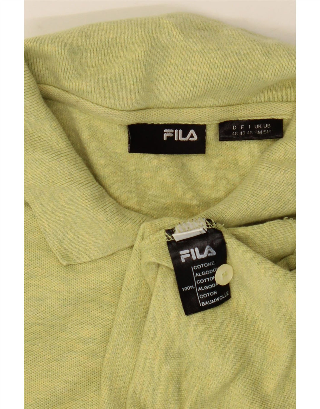 Męska koszulka polo FILA, mała, zielona, bawełniana w plamki