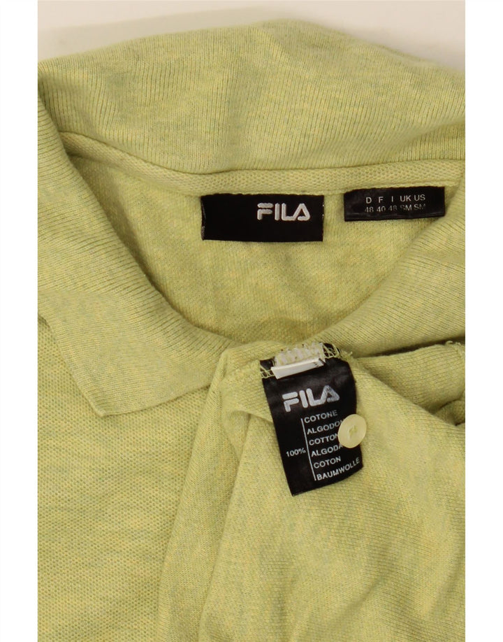 Męska koszulka polo FILA, mała, zielona, bawełniana w plamki