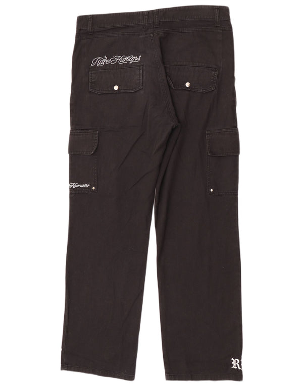Męskie spodnie cargo Rare Humans Graphic XL W36 L30, czarne, bawełniane
