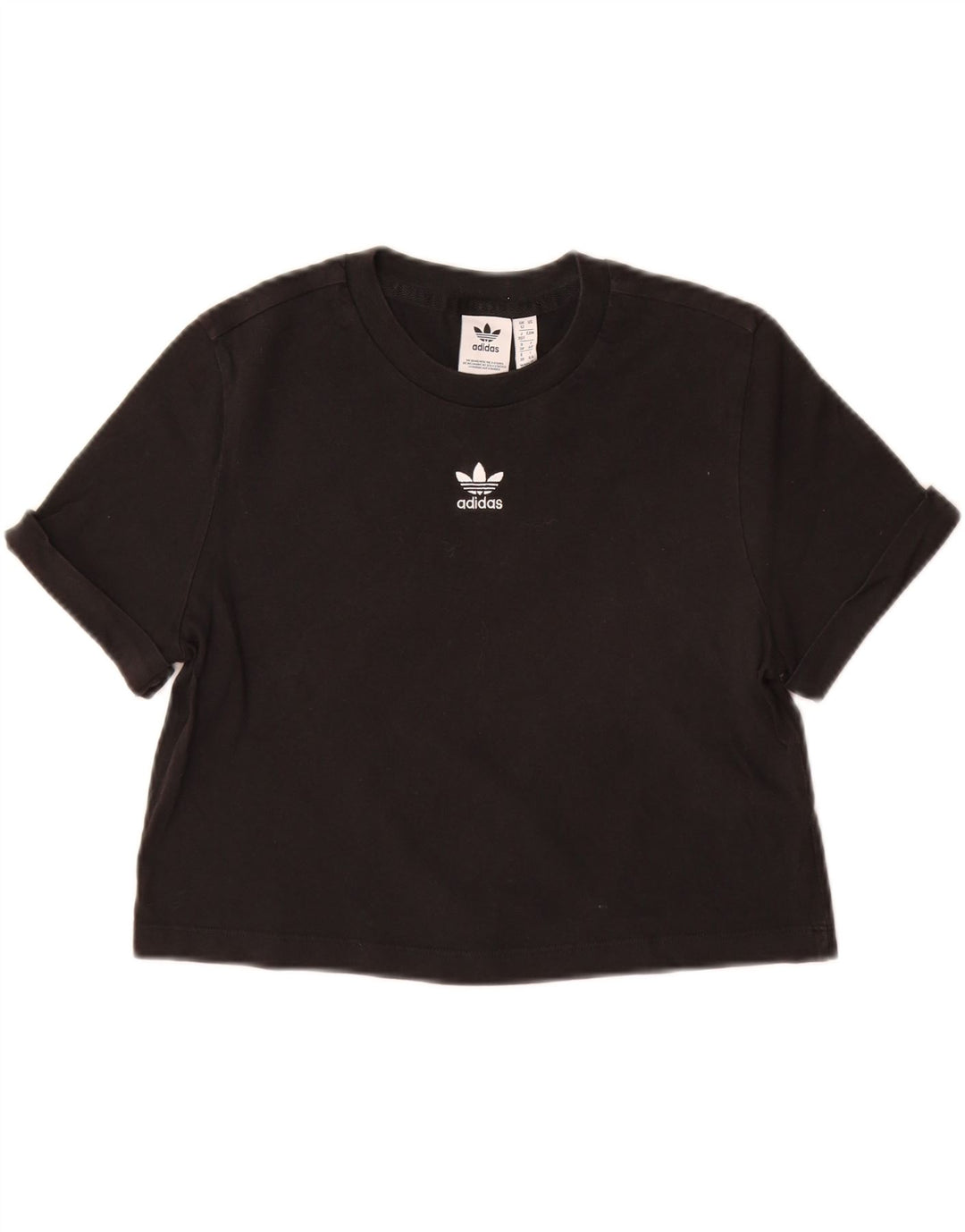 Damski T-shirt ADIDAS Crop Top UK 12 Średni Czarny Bawełna