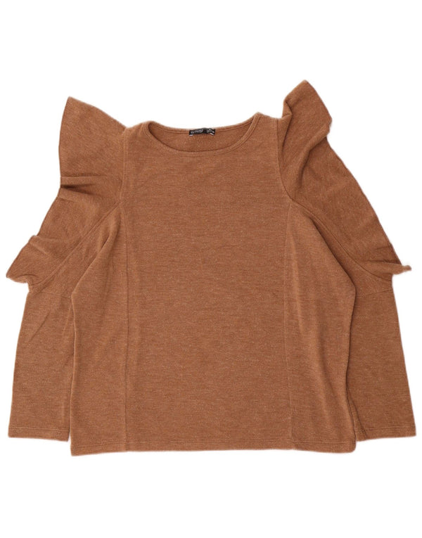 Damski top oversize Zara z rękawem 3/4, UK 10, mały, beżowy