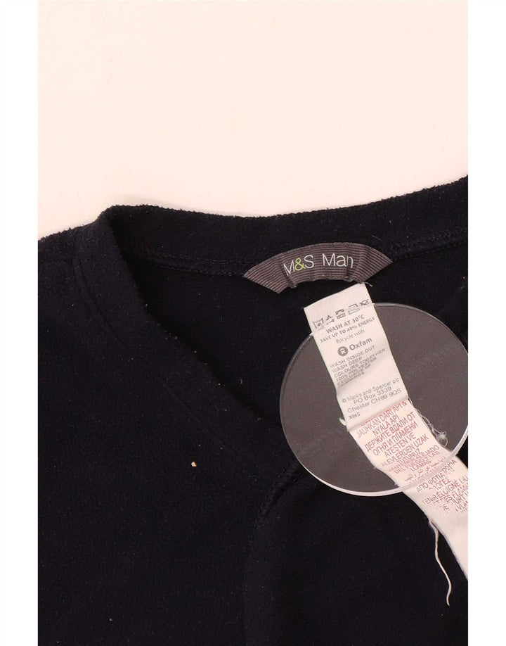 Marks & Spencer Męski sweter polarowy o regularnym kroju, średni granatowy poliester