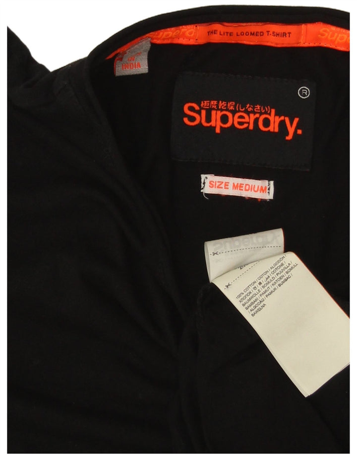 SUPERDRY Męski T-shirt Top Średni Czarny Bawełniany