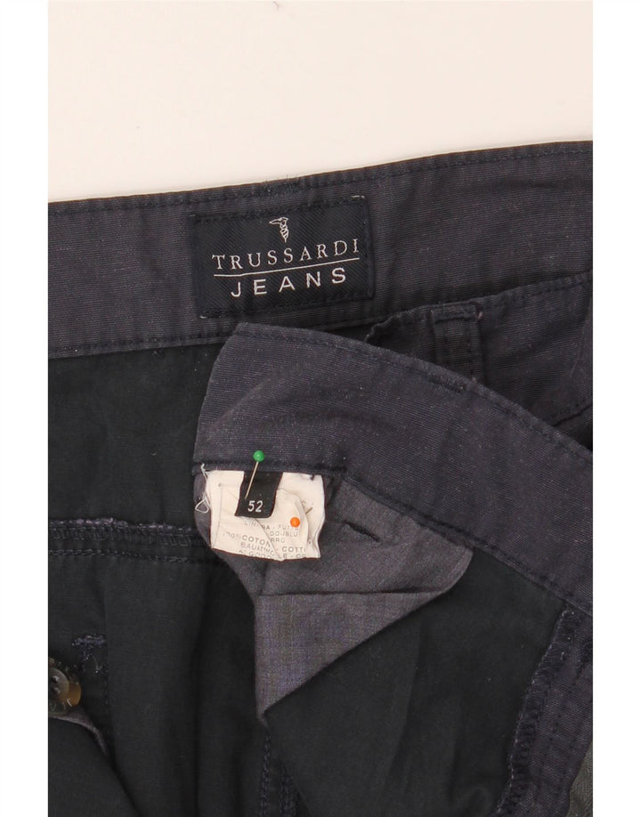 Męskie proste spodnie chino TRUSSARDI IT 52 XL W36 L34 Granatowa bawełna