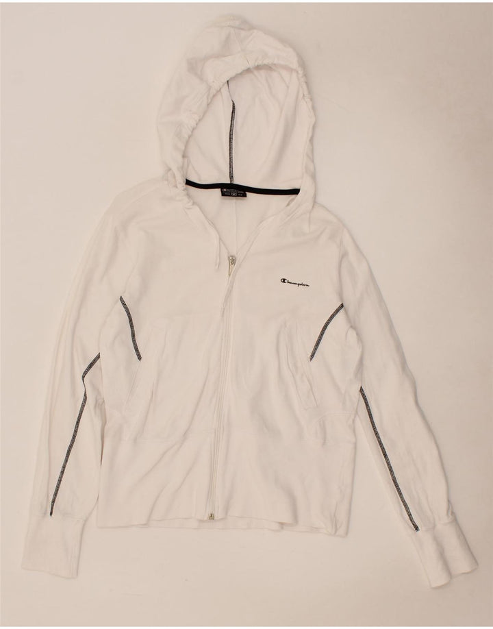 CHAMPION Womens Zip Hoodie Sweater UK 12 Medium White Cotton Vintage Champion and Second-Hand Champion from Messina Hembry 