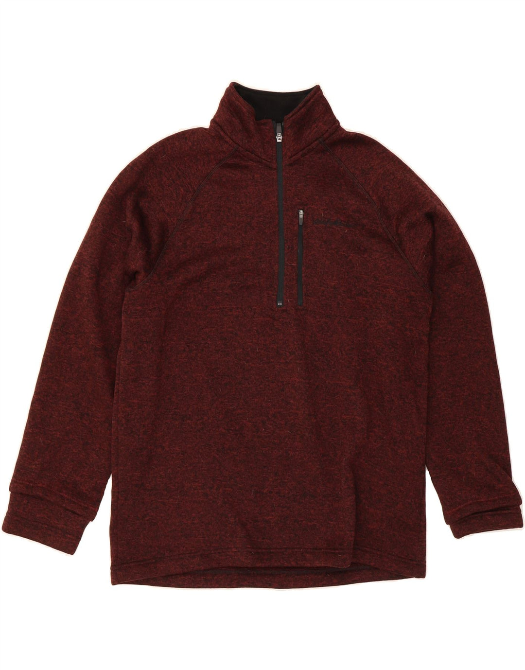 EDDIE BAUER Mens Zip Neck Sweatshirt Jumper Large Maroon Polyester Vintage Eddie Bauer and Second-Hand Eddie Bauer from Messina Hembry 