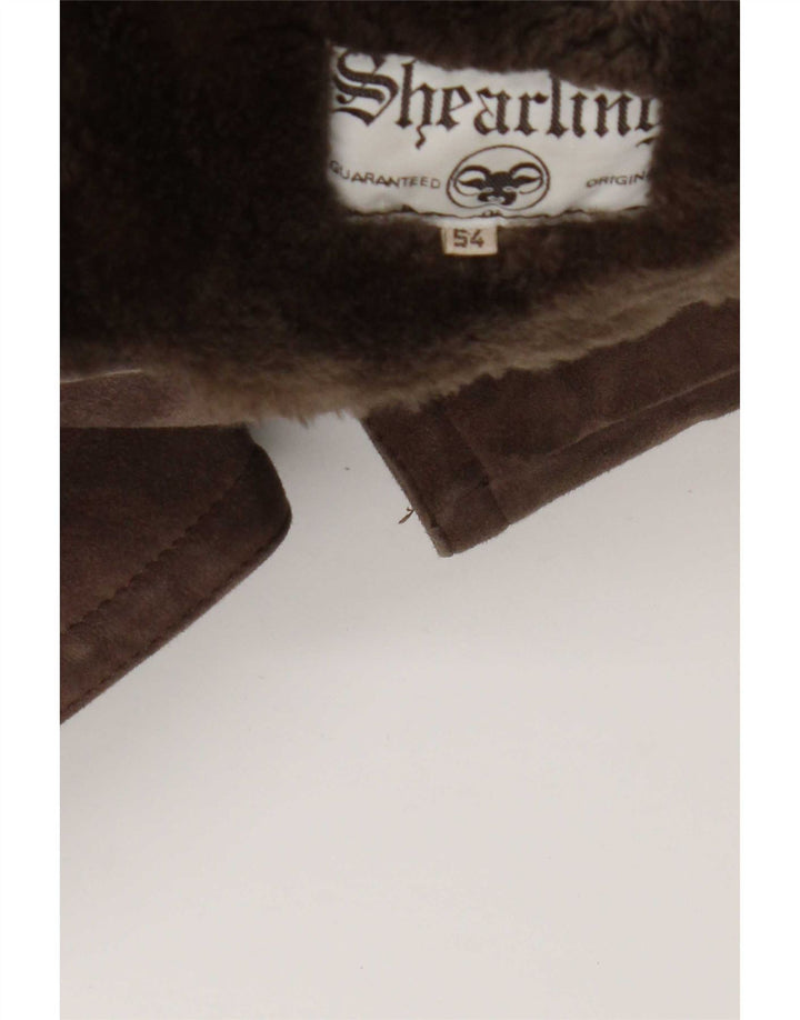 Vintage męska kurtka Shearling IT 54 2XL Brązowa kurtka Shearling