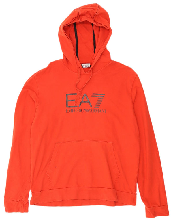 Męski sweter z kapturem Emporio Armani z grafiką XL, pomarańczowy, bawełniany