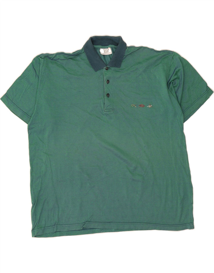 VINTAGE Mens Polo Shirt XL Green Cotton Vintage Vintage and Second-Hand Vintage from Messina Hembry 
