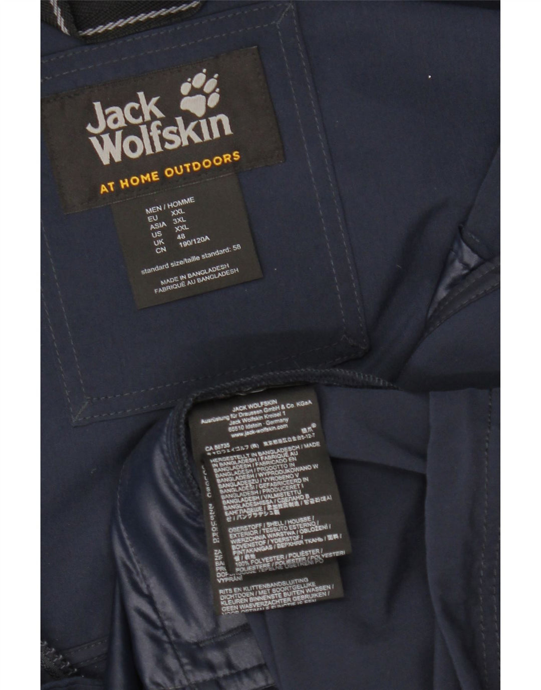 Męska kurtka wiatrówka Jack Wolfskin z kapturem UK 48 2XL Granatowy poliester