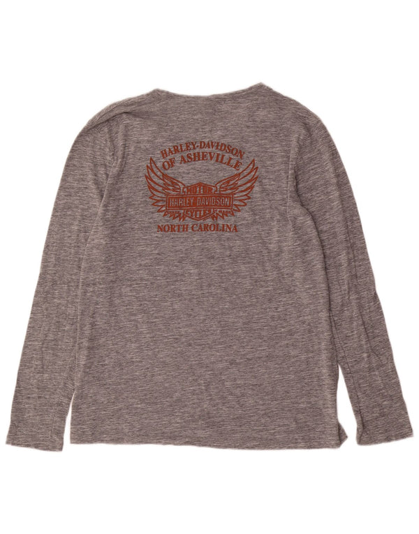 Męski top graficzny Harley Davidson z długim rękawem 2XL, szara bawełna w cętki