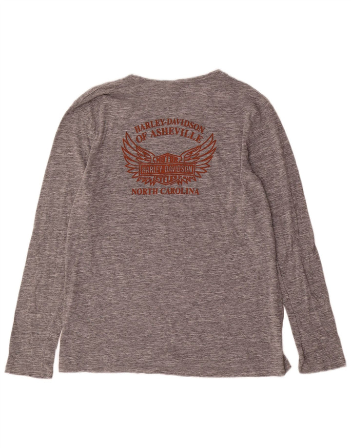 Męski top graficzny Harley Davidson z długim rękawem 2XL, szara bawełna w cętki