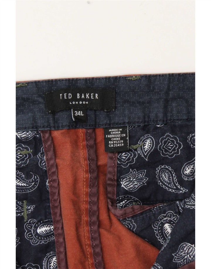 Męskie spodnie typu slim chino Ted Baker W34 L33 Brązowa bawełna