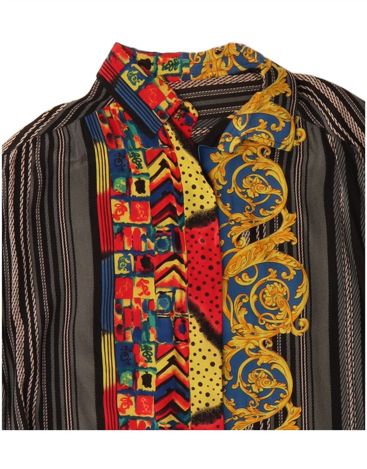 Damska bluzka koszulowa w stylu vintage UK 14, duża, szara Paisley