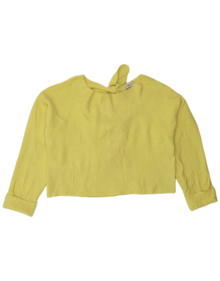 ZARA Womens Crop Long Sleeve Blouse Top UK 10 Small Yellow