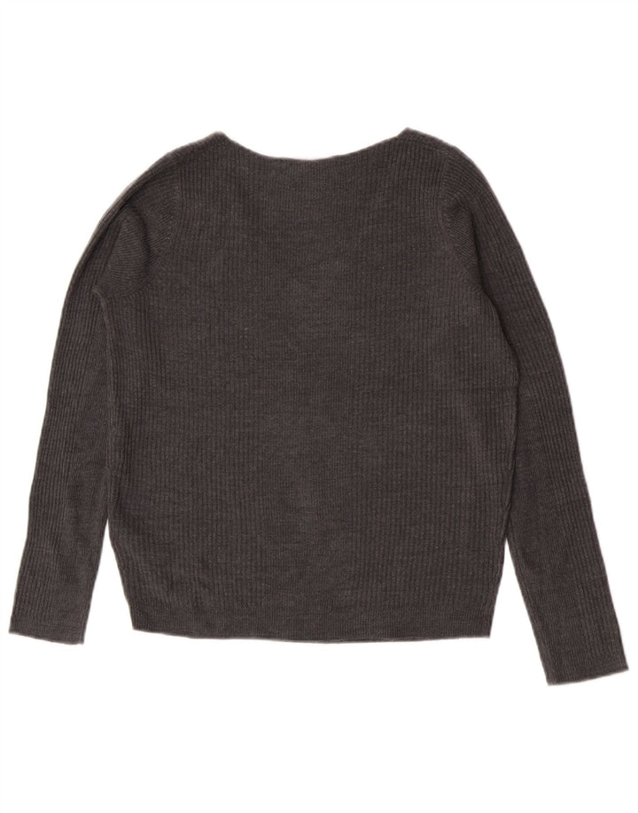 Marks & Spencer Damski sweter z dekoltem w kształcie litery V, UK 8, mały, szary, akrylowy