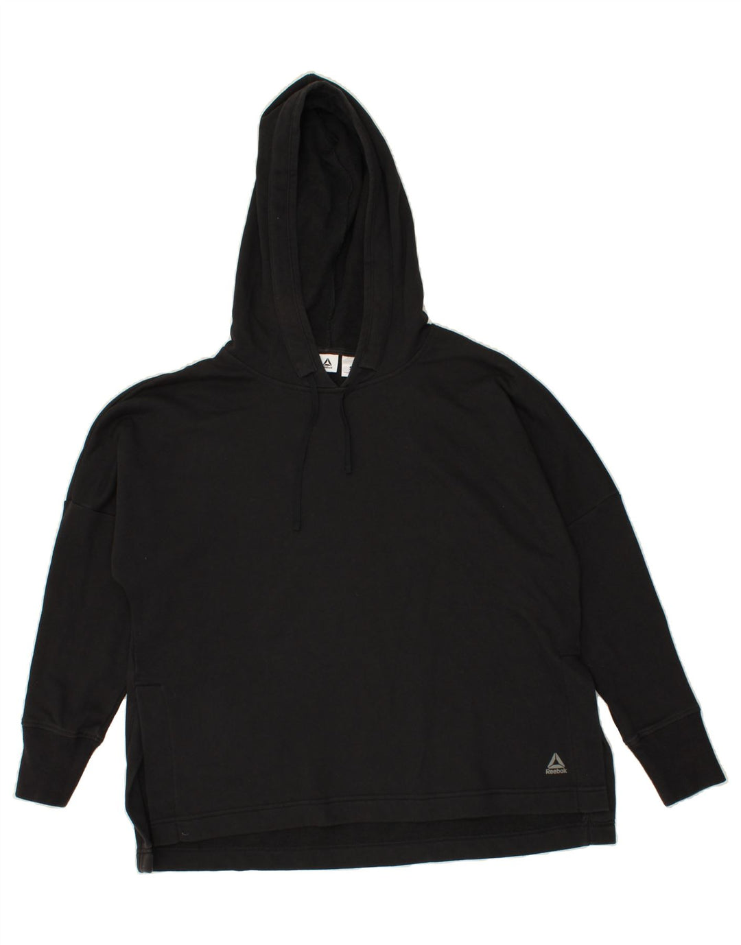 REEBOK Womens Oversized Hoodie Jumper UK 10 Small Black Vintage Reebok and Second-Hand Reebok from Messina Hembry 