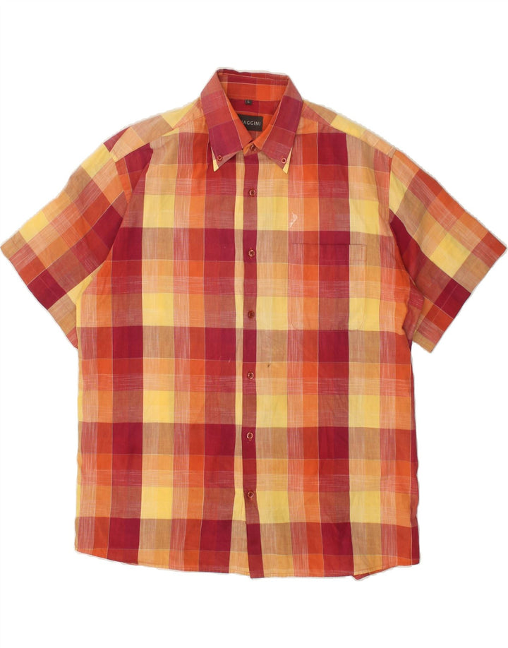 BIAGGINI Mens Short Sleeve Shirt Large Multicoloured Check Cotton Vintage Biaggini and Second-Hand Biaggini from Messina Hembry 