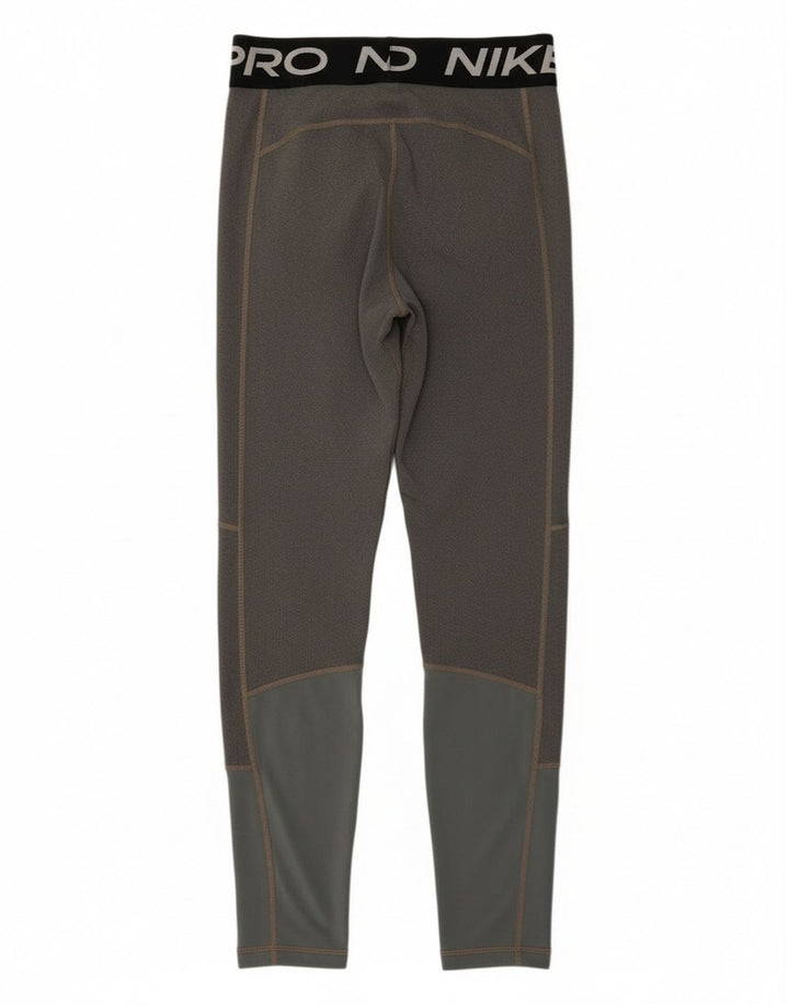 Dziewczęce legginsy z grafiką Nike w wieku 12–13 lat, duże, szare, z blokami kolorów, poliestrowe