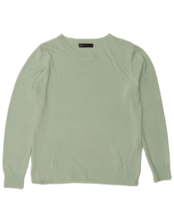 Marks & Spencer Damski sweter z dekoltem w łódkę, UK 12, średni zielony akryl